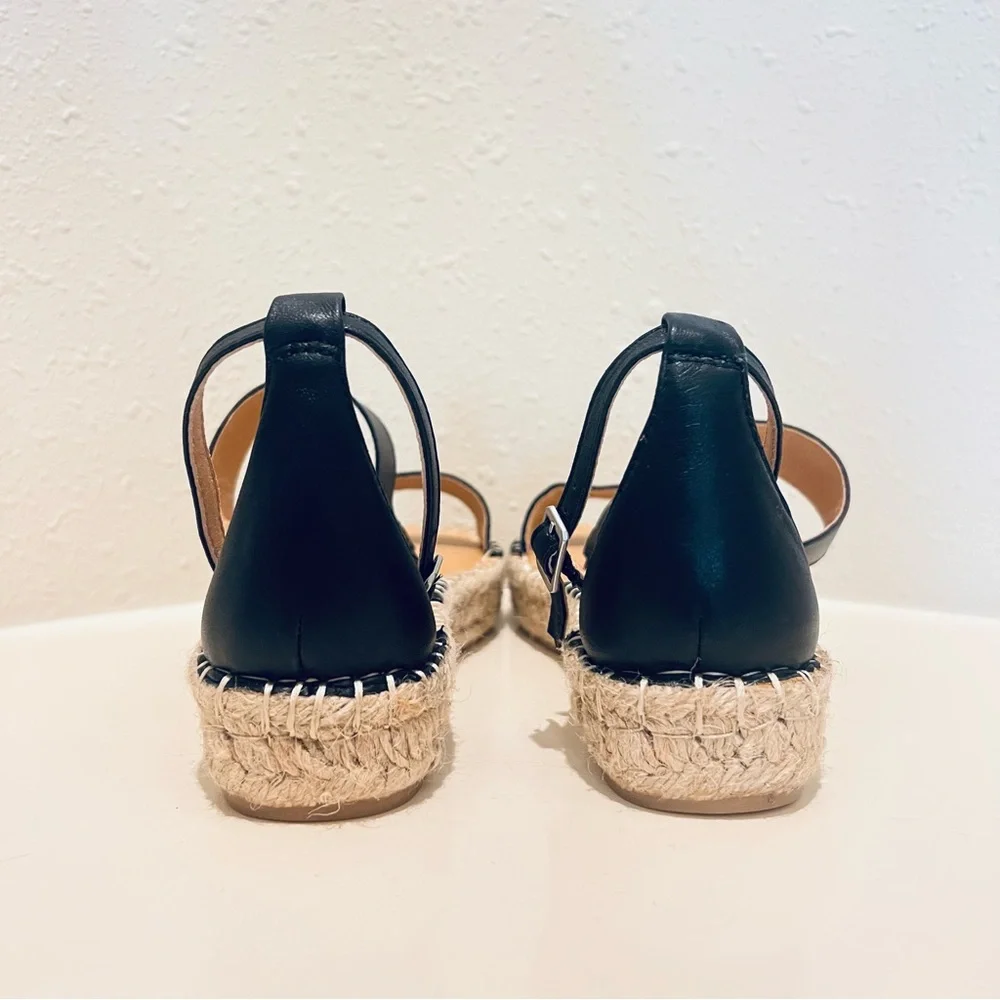 Splendid Women’s Morgan Black Leather Platform Espadrille Sandals Sz 7 NWT